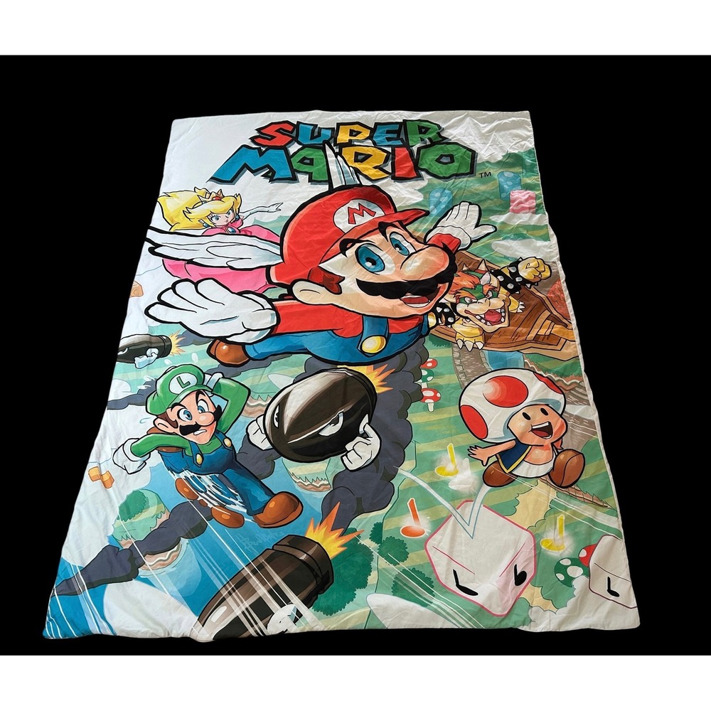 Nintendo Super Mario Bros Duvet Twin Sheet Pillowcase Set Luigi White